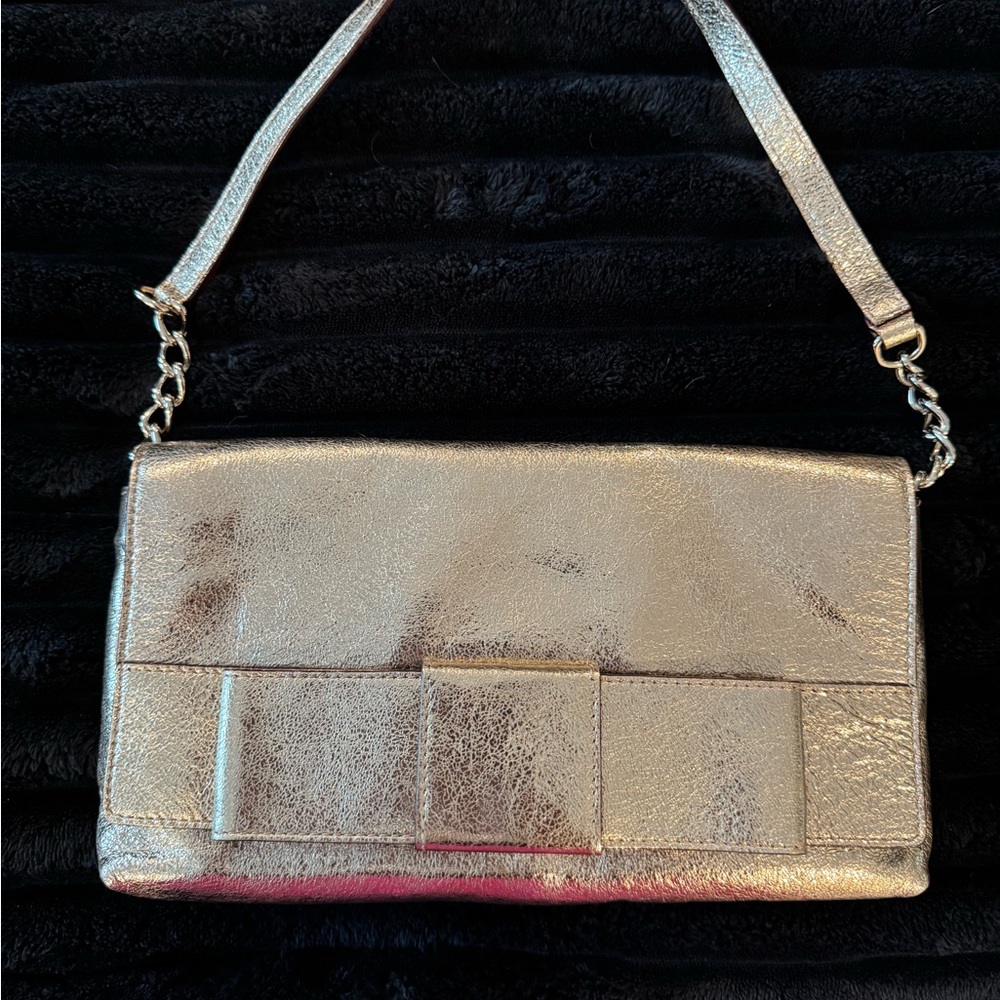 Gold Kate Spade Bow Monette Clutch